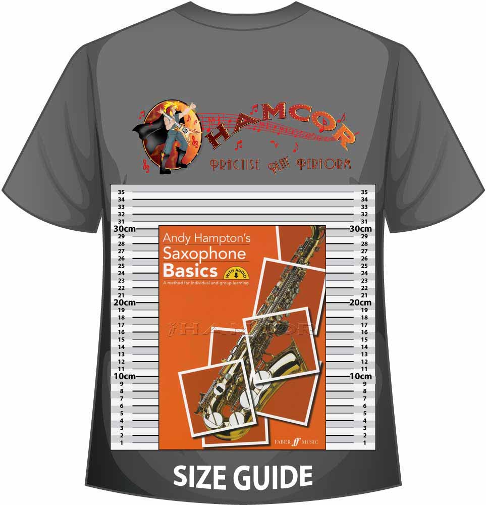 front cover of Andy Hampton's Saxophone Basics on a size guide