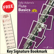 front cover of Sally Adams's Flute Basics together with free Treble Clef bookmark