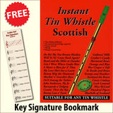 front cover of Instant Tin Whistle Scottish Book/CD together with free Treble Clef bookmark
