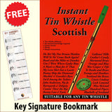 front cover of Instant Tin Whistle Scottish Book/CD together with free Treble Clef bookmark