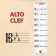 An alto clef key signature bookmark and a large alto clef on a staff