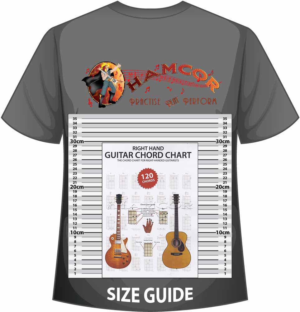 front cover of Right Hand Guitar Chord Chart on a size guide