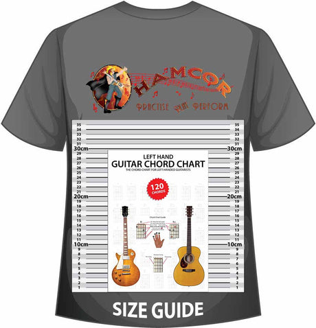 front cover of Left Hand Guitar Chord Chart on a size guide