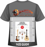 front cover of Right Hand DADGAD Guitar Chord Chart on a size guide