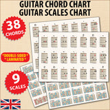 front cover of Guitar Chord Chart and Free Guitar Scale Chart Compact A5 Editions