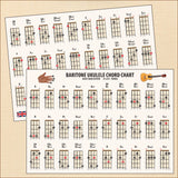 Both sides of the chord chart, one at an angle partially overlapping the other