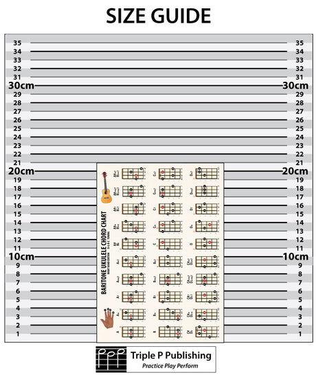 The chord chart on a size guide background