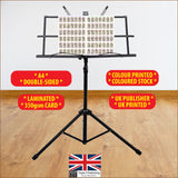 Guitar chord chart sitting on a music stand