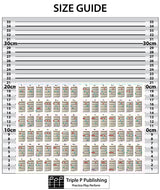 Guitar chord chart with a size guide background