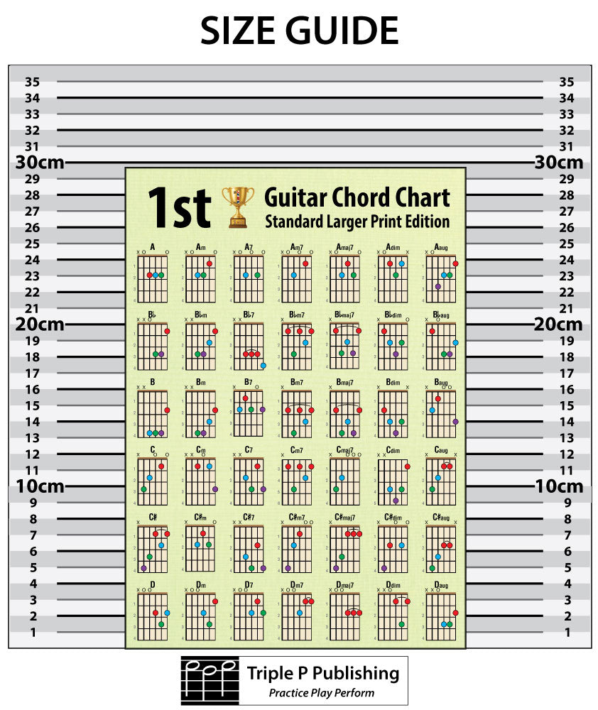 Chord chart sitting on a size chart