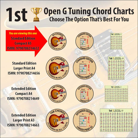 Comparison chart, showing the differences between the 4 chord charts options available