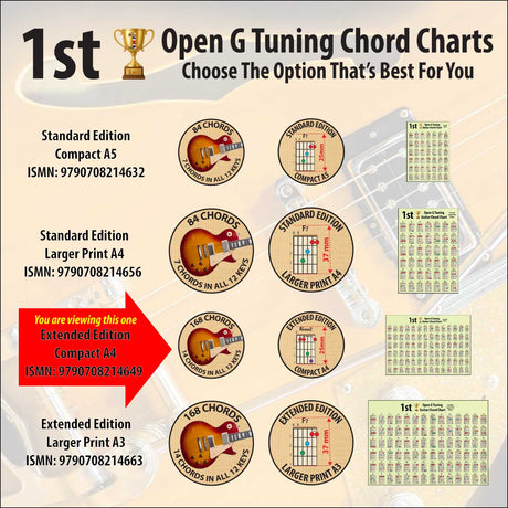 Comparison chart, showing the differences between the 4 chord charts options available