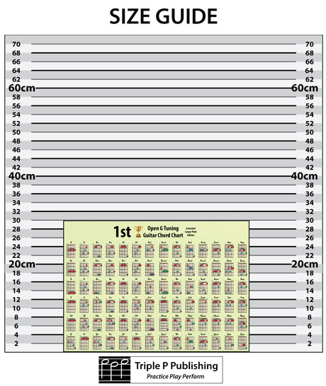 Chord chart sitting on a size chart