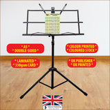 A5 Hamcor chord chart in portrait, sitting on a music stand