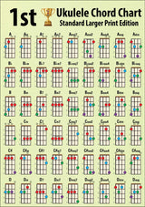 Front side of chord chart showing 6 rows of 9 chords