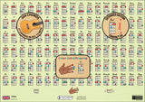 Reverse side of chord chart showing another 6 rows of 17 chords