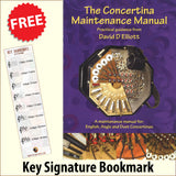 front cover of The Concertina Maintenance Manual together with free Treble Clef bookmark