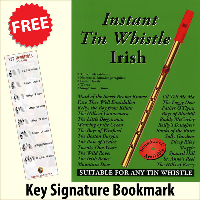 front cover of Instant Tin Whistle Irish Book Only together with free Treble Clef bookmark