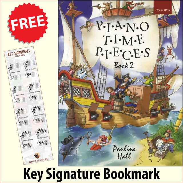 front cover of Piano Time Pieces Book 2 together with free Piano Clef bookmark