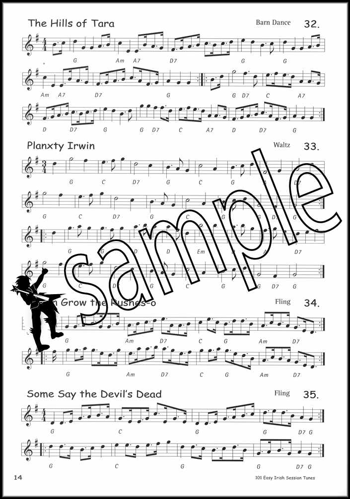 2nd sample page from 101 Easy Irish Session Tunes Music Book