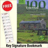front cover of 100 Essential Irish Session Tunes Music Book together with free Treble Clef bookmark