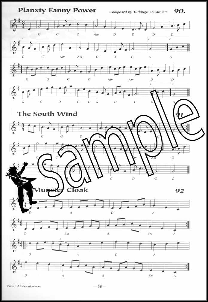 3rd sample page from 100 Vital Irish Session Tunes Music Book