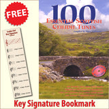 front cover of 100 Essential Scottish Ceilidh Tunes Music Book together with free Treble Clef bookmark