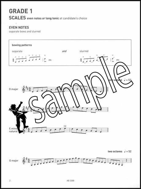 1st sample page from ABRSM Violin Scales & Arpeggios Grade 1