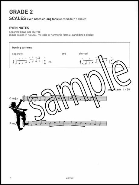 1st sample page from ABRSM Violin Scales & Arpeggios Grade 2