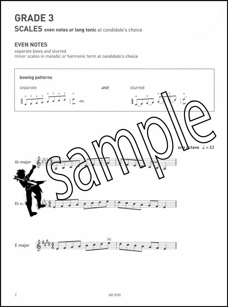 1st sample page from ABRSM Violin Scales & Arpeggios Grade 3