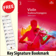front cover of ABRSM Violin Scales & Arpeggios Grade 3 together with free Treble Clef bookmark