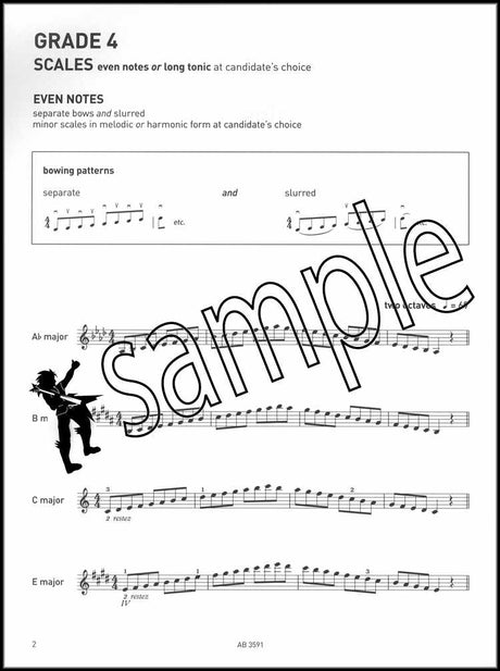 1st sample page from ABRSM Violin Scales & Arpeggios Grade 4