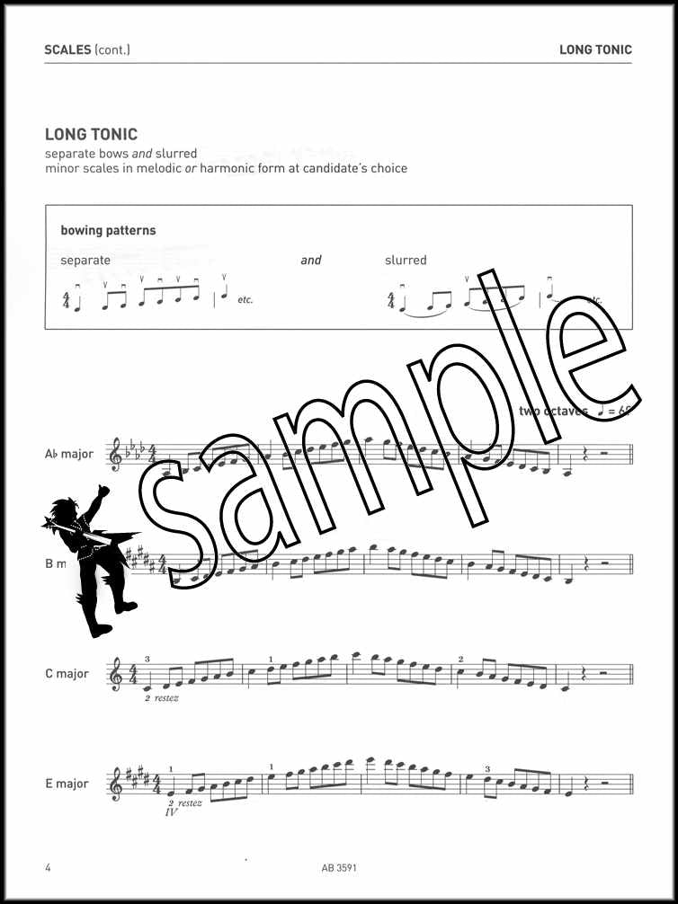 2nd sample page from ABRSM Violin Scales & Arpeggios Grade 4