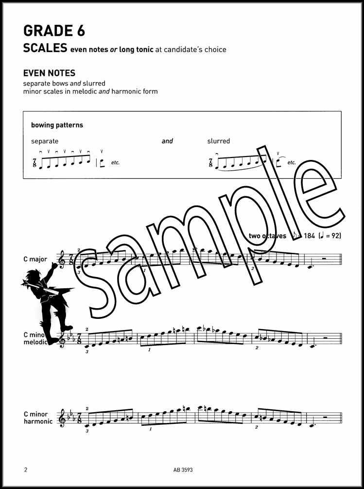 1st sample page from ABRSM Violin Scales & Arpeggios Grade 6