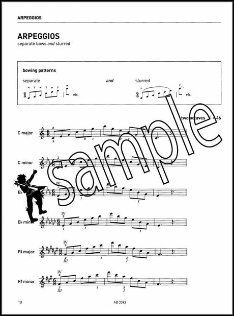 3rd sample page from ABRSM Violin Scales & Arpeggios Grade 6