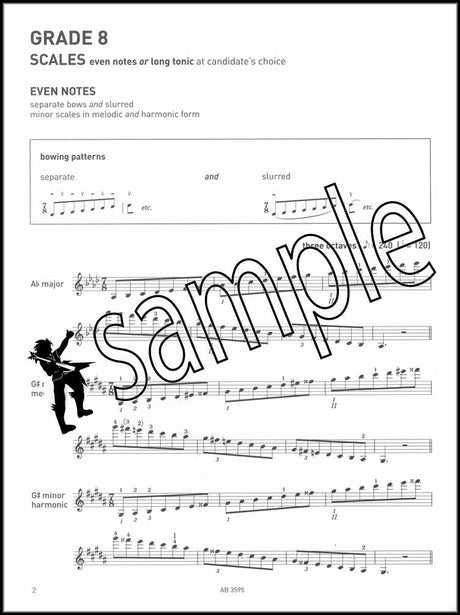 1st sample page from ABRSM Violin Scales & Arpeggios Grade 8