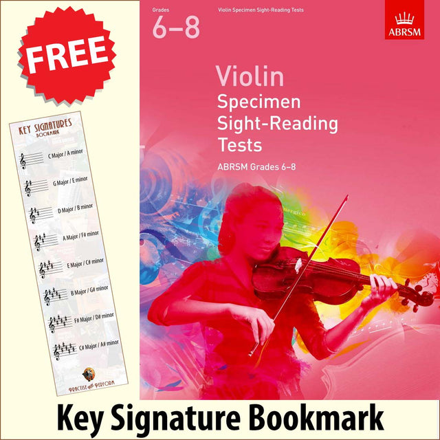 front cover of ABRSM Specimen Sight-Reading Tests Grades 6-8 together with free Treble Clef bookmark