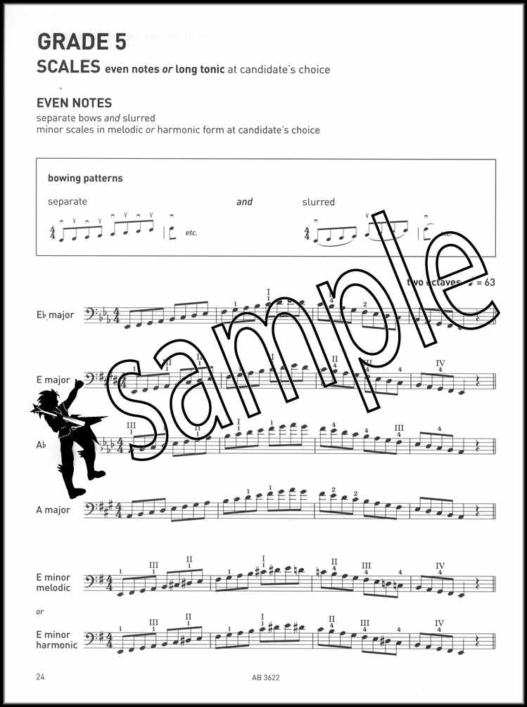 3rd sample page from ABRSM Cello Scales & Arpeggios Grades 1-5