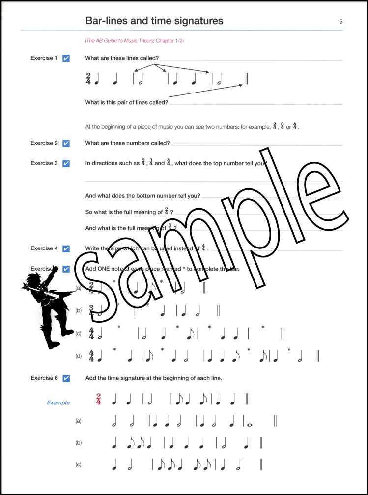 1st sample page from ABRSM Music Theory in Practice Grade 1