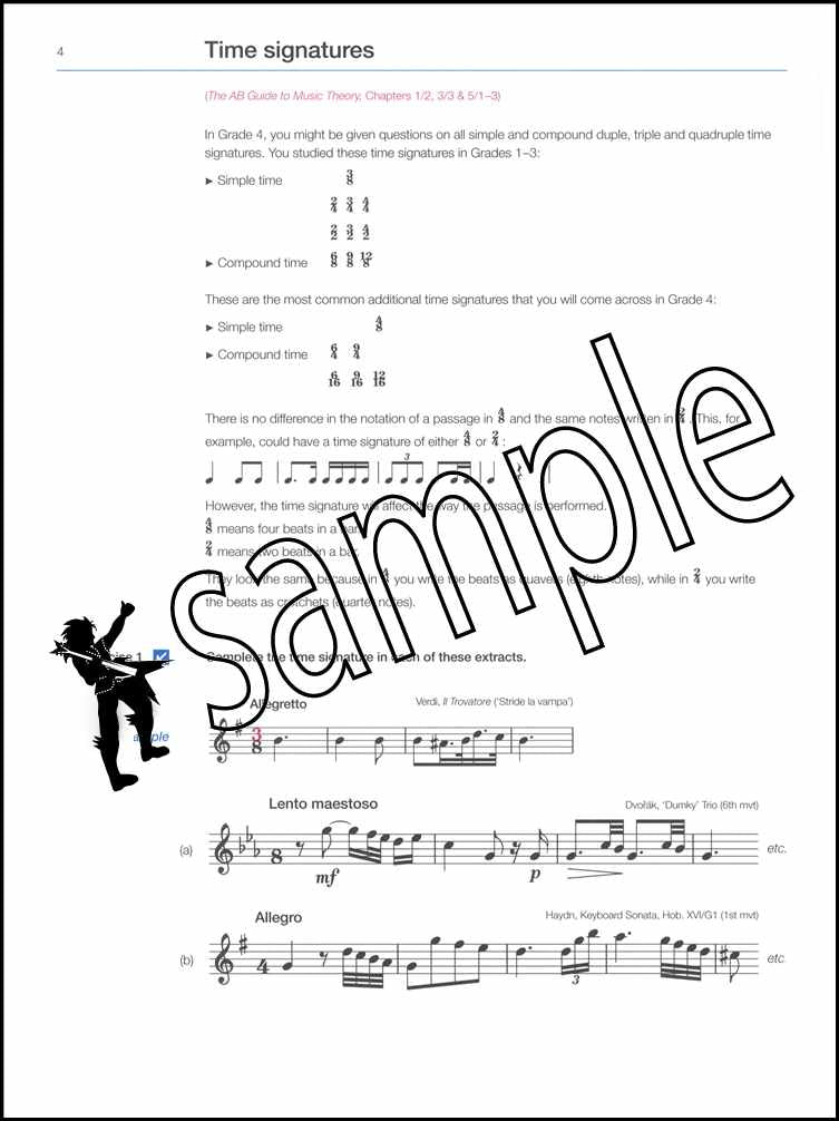 1st sample page from ABRSM Music Theory in Practice Grade 4