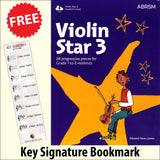 front cover of ABRSM Violin Star 3 Student's Book together with free Treble Clef bookmark