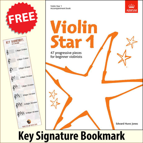 front cover of ABRSM Violin Star 1 Accompaniment Book together with free Treble Clef bookmark