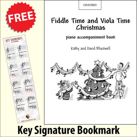 front cover of Fiddle & Viola Time Christmas Piano Accompaniment together with free Piano Clef bookmark