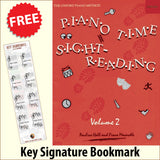 front cover of Piano Time Sight Reading Book 2 together with free Piano Clef bookmark