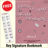 front cover of Piano Time Sight Reading Book 3 together with free Piano Clef bookmark