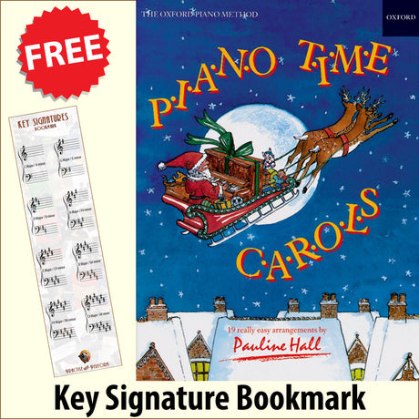 front cover of Piano Time Carols together with free Piano Clef bookmark