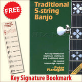 front cover of Traditional 5-String Banjo together with free Treble Clef bookmark