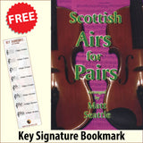 front cover of Scottish Airs for Pairs together with free Treble Clef bookmark