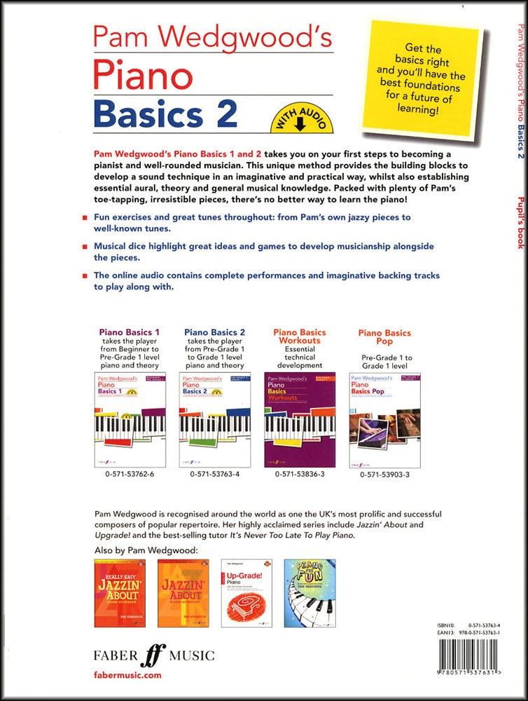 back cover of Pam Wedgwood's Piano Basics 2 Book/Audio