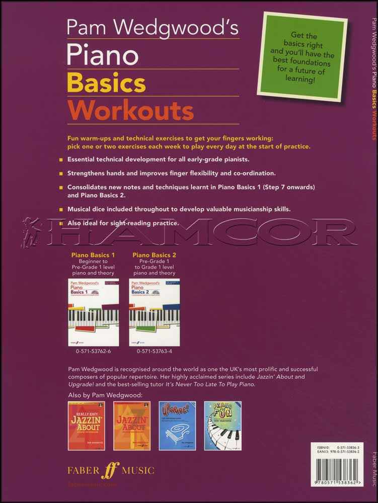 back cover of Pam Wedgewood's Piano Basics Workouts Beginner-Grade 1